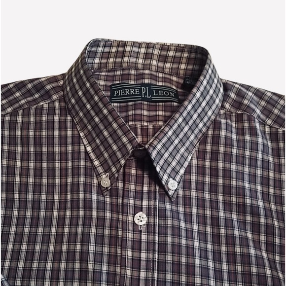 Pierre PL Leon Plaid Men’s Dress Shirt Collar Size 16.5 - Picture 3 of 8